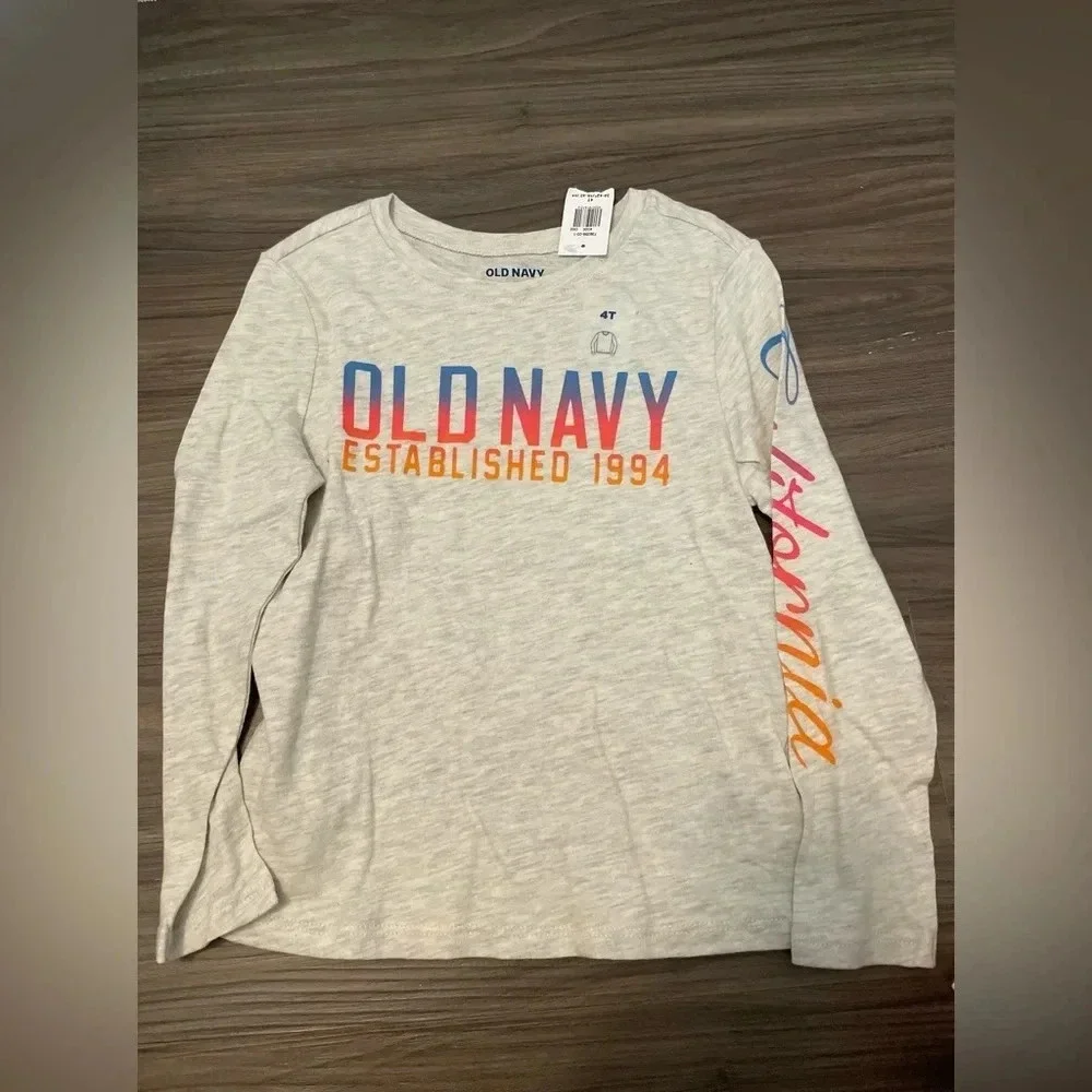 Old Navy toddler girls long sleeve graphic shirts bundle of 2 size 4T